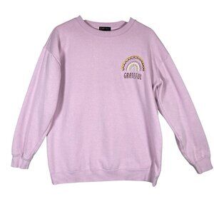 C+P Grateful Sweatshirt Womens Size Large Rainbow Embroidered Crew Pullover